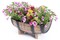 Rustic Wood- Look Plastic Half Barrel Flower Pot Garden Planter, Pack of 2